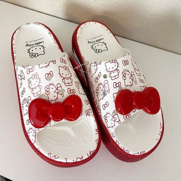 CROCS STOMP x HELLO KITTY platform SLIDE  adult size 8. 50th Anniversary NWT - Picture 9 of 14
